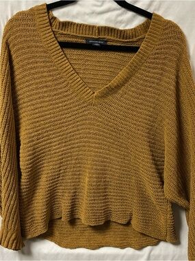 American Eagle Outfitters Women's V-Neck Sweater - Mustard Yellow